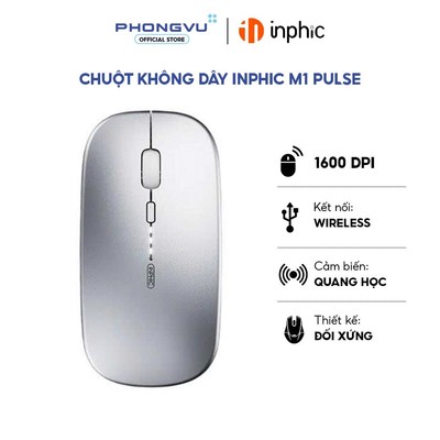 Chuột không dây Inphic M1 Pulse PA3207 (Bạc) - Bảo hành 12 tháng