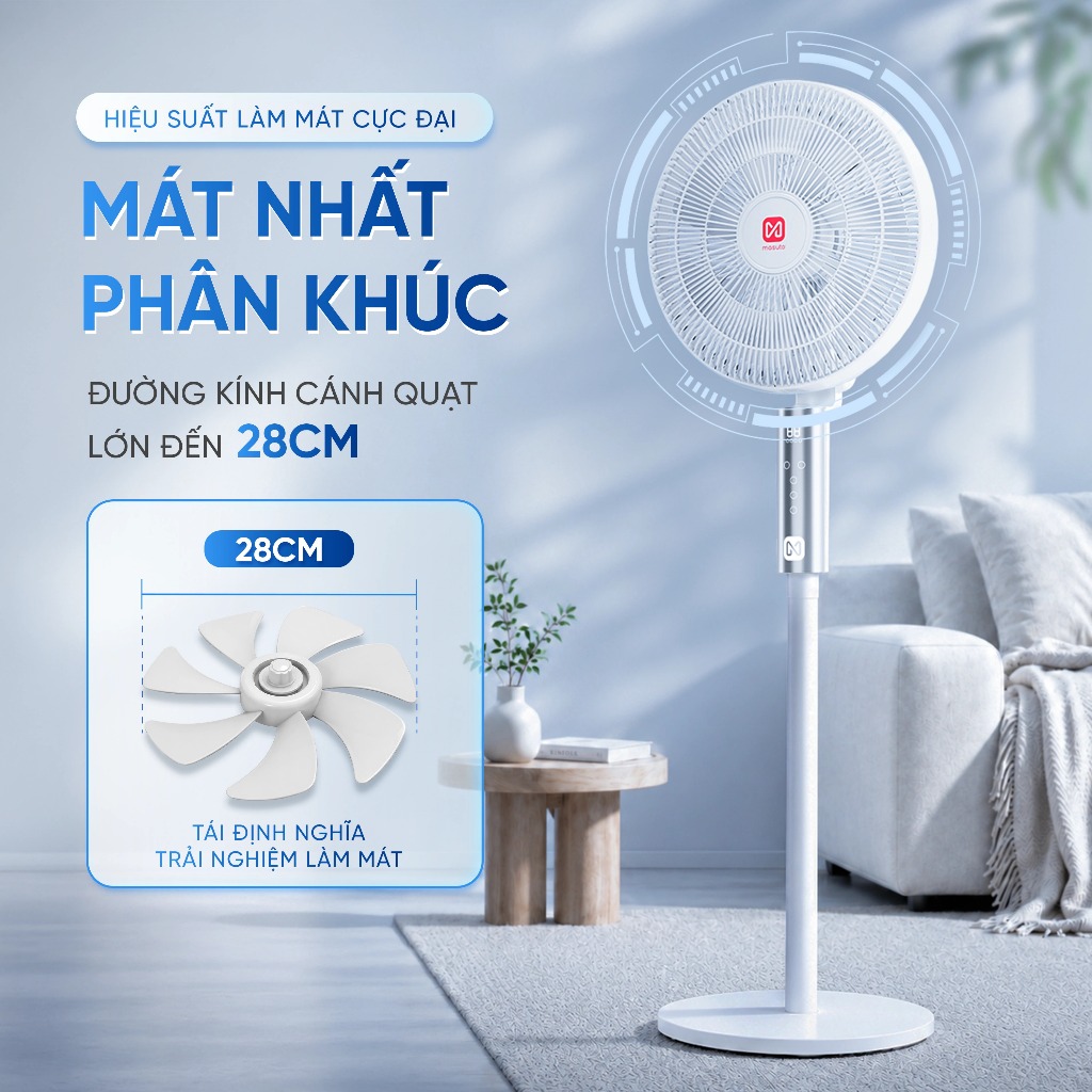 Quạt Điện AI Giọng Nói Masuto AirPro 7 Cánh BLDC - Quạt Tuần Hoàn Đối Lưu Không Khí Ra Lệnh AI | BigBuy360 - bigbuy360.vn