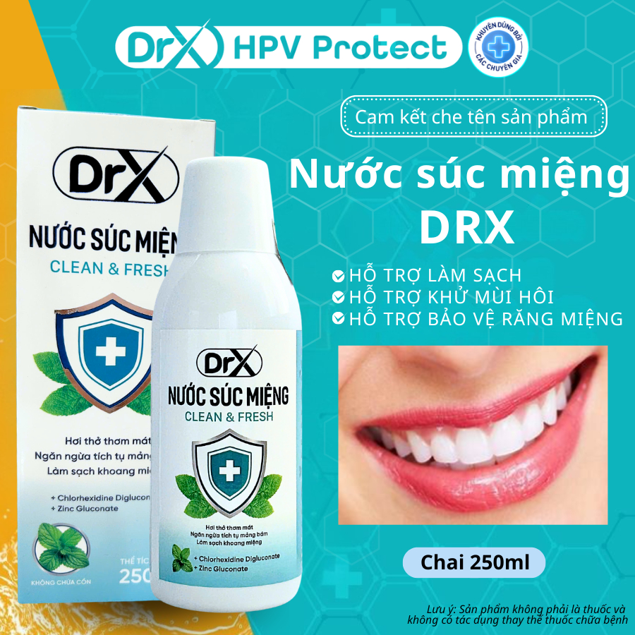 Nước Súc Miệng Họng DRX Giúp Hỗ Trợ Làm Sạch, Khử Mùi, Bảo Vệ Răng Miệng - 250ml