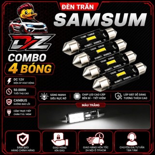 Bóng LED Festoon Samsung 2 đầu 31–36–39–41mm, ánh sáng trắng 6000K, dùng trần xe biển số