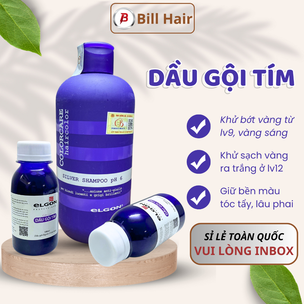 Dầu gội tím Elgon, dầu gội tím khử vàng và giữ màu dành cho tóc tẩy nhuộm màu thời trang
