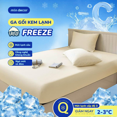Bộ Ga Gối Kem Lạnh Freeze Mịn Decor, Bộ 3 Món Ga Giường Băng Lạnh, Mát Lạnh, Chống Nóng Lưng