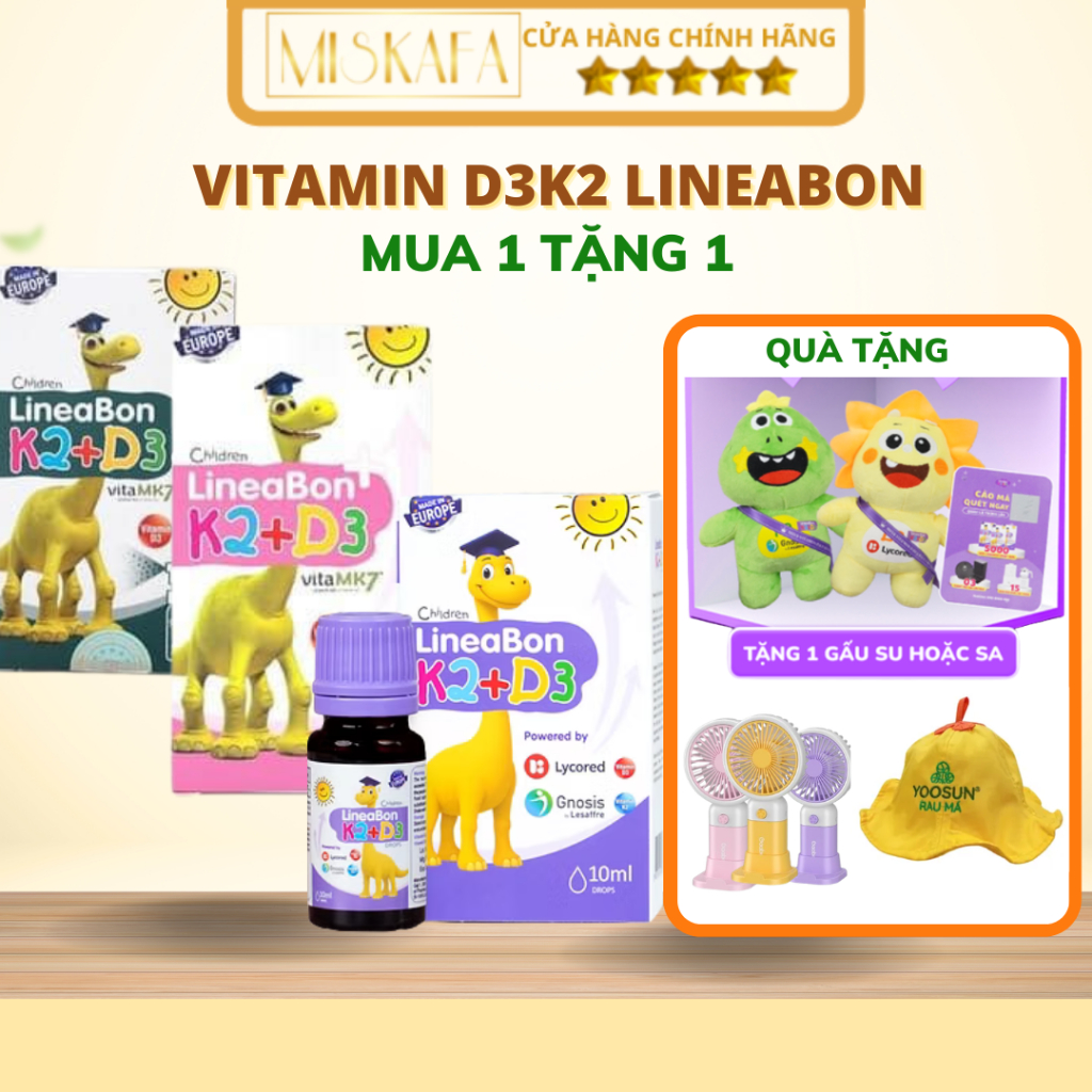 Vitamin D3k2 Lineabon lọ 10ml, lọ 15ml, lọ xịt, Lineabon K2+D3 giúp bổ sung D3K2 cho bé_Tích điểm