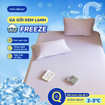 Bộ Ga Gối Kem Lạnh Freeze Mịn Decor, Bộ 3 Món Ga Giường Băng Lạnh, Mát Lạnh, Chống Nóng Lưng