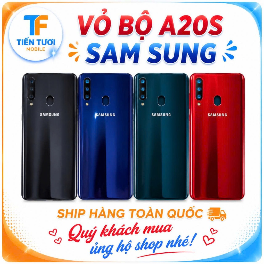 vỏ bộ samsung A20s /kèm kính camera/khay sim