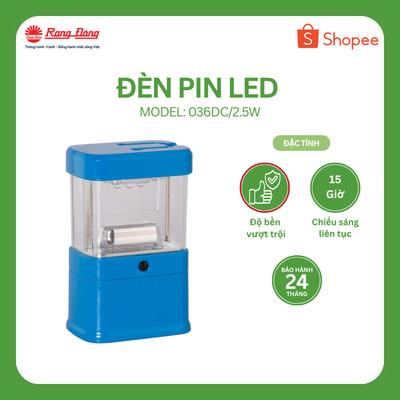 Đèn Pin LED 2,5W Rạng Đông chiếu sáng dự phòng D CS 036DC/2,5W trợ thủ đắc lực mùa mưa bão, lúc mất điện