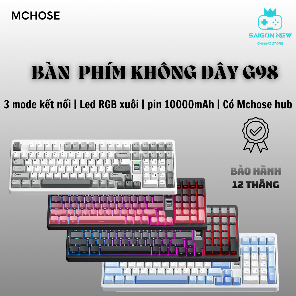 Bàn phím cơ Gaming G98 pro thích hợp chơi game, văn phòng- Led RGB nhiều chế độ, mạch xuôi - Có Mchose hub | BigBuy360 - bigbuy360.vn