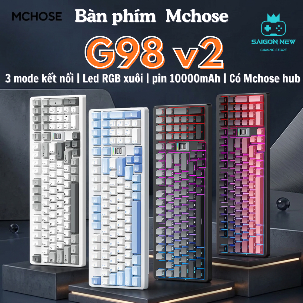 Bàn phím cơ Gaming G98 pro thích hợp chơi game, văn phòng- Led RGB nhiều chế độ, mạch xuôi - Có Mchose hub | BigBuy360 - bigbuy360.vn