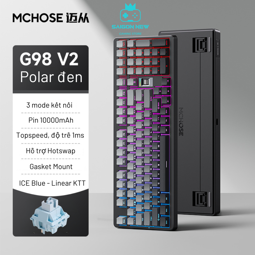 Bàn phím cơ Gaming G98 pro thích hợp chơi game, văn phòng- Led RGB nhiều chế độ, mạch xuôi - Có Mchose hub | BigBuy360 - bigbuy360.vn