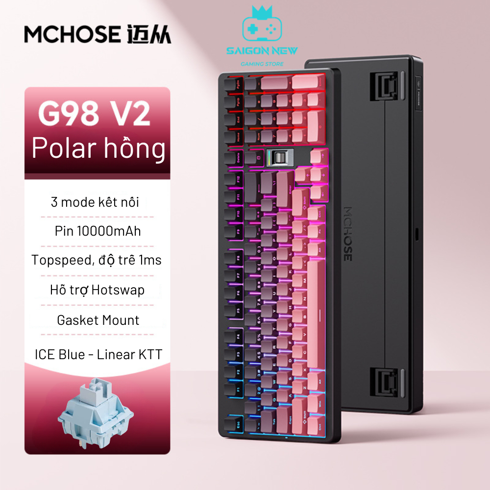 Bàn phím cơ Gaming G98 pro thích hợp chơi game, văn phòng- Led RGB nhiều chế độ, mạch xuôi - Có Mchose hub | BigBuy360 - bigbuy360.vn
