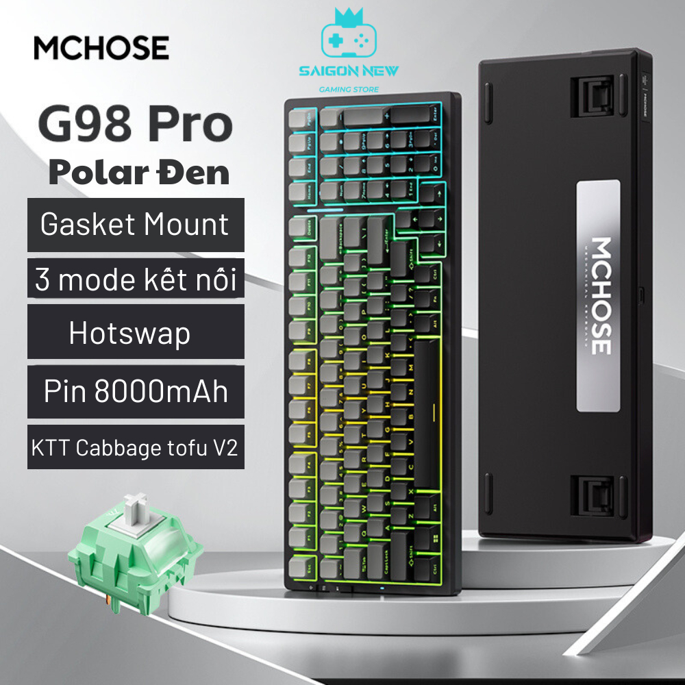 Bàn phím cơ Gaming G98 pro thích hợp chơi game, văn phòng- Led RGB nhiều chế độ, mạch xuôi - Có Mchose hub | BigBuy360 - bigbuy360.vn