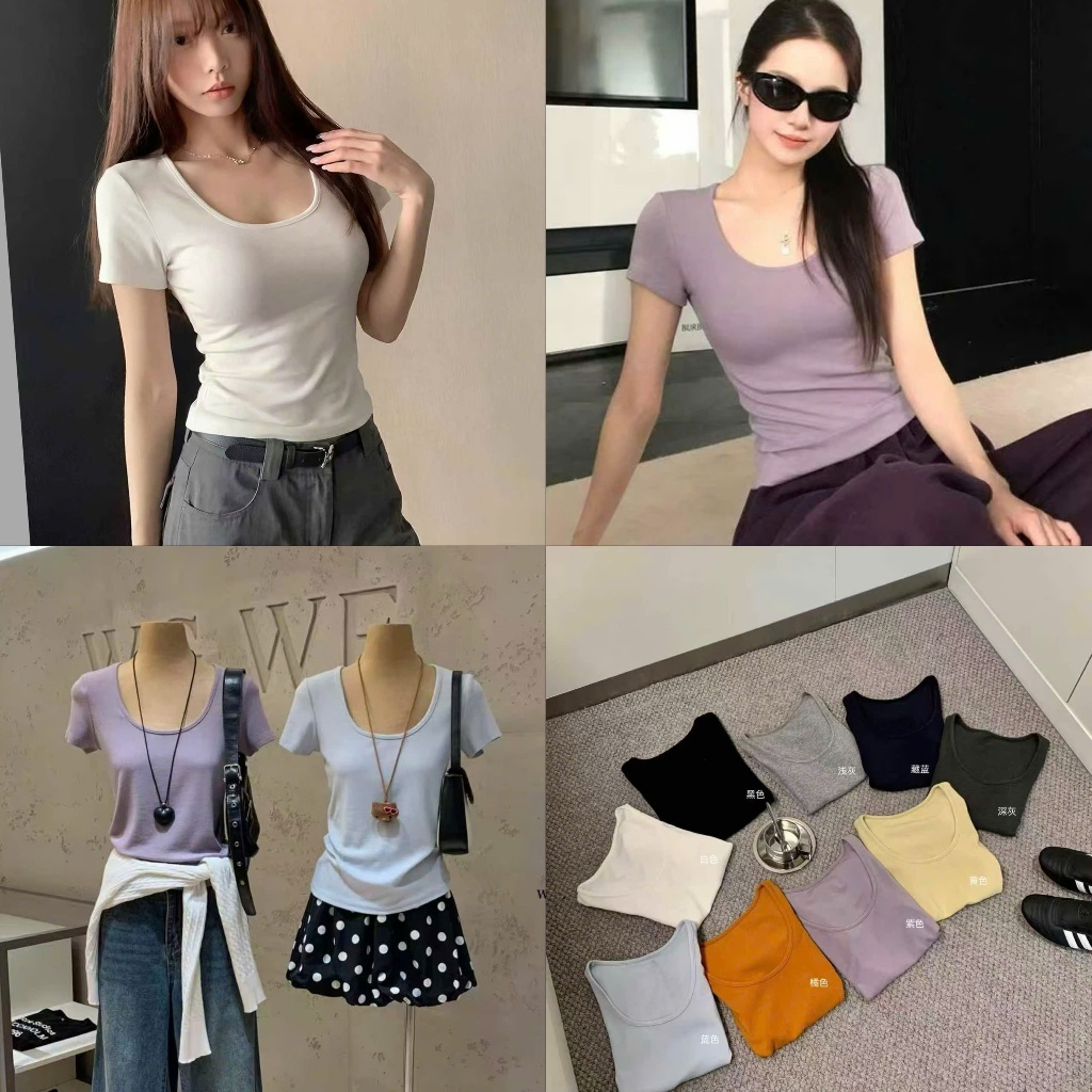 𝐍𝐠𝐨𝐜𝐚𝐧𝐡𝟔𝟗𝟓𝟗 WGWE A750 Áo thun trơn ngắn tay mã #9654 phong cách basic tiểu thư mùa hè N999 Ord