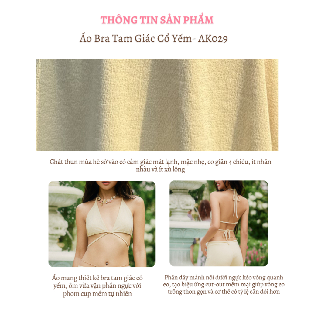 Set bikini 2 mảnh áo bra không kèm mút phối quần short cạp trễ sexy, set bikini đi biển La Boutique SS26 - S026-2605LAT | BigBuy360 - bigbuy360.vn