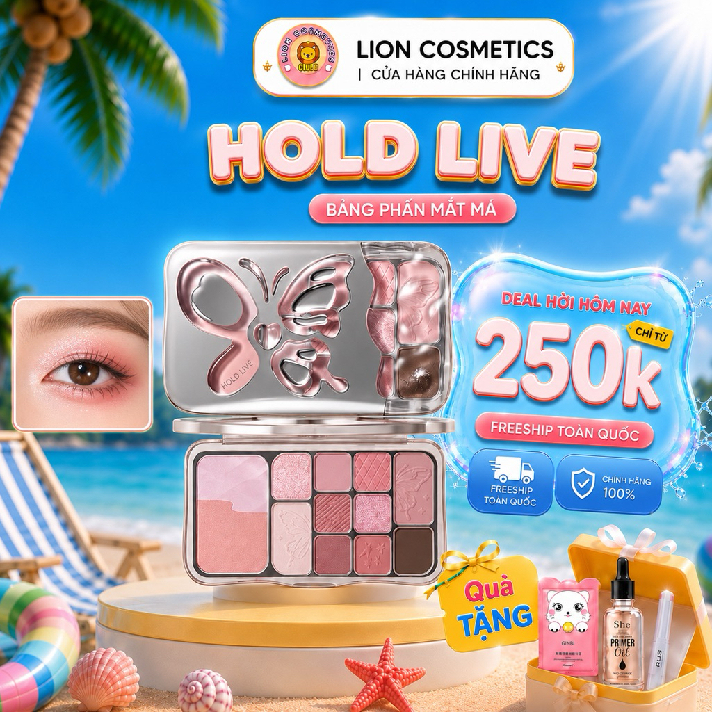 [HOLD LIVE] Bảng Phấn Mắt Má Kèm Tạo Khối 12 Màu 4in1 Hold Live Mist Butterfly Shadow Hồng Lạnh HL79