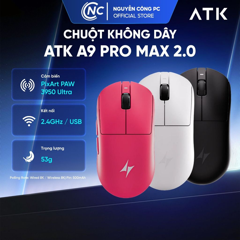 Chuột Gaming Không Dây ATK Dragonfly A9 Pro Max/ Plus/ SE 2.0  - BH 12 tháng