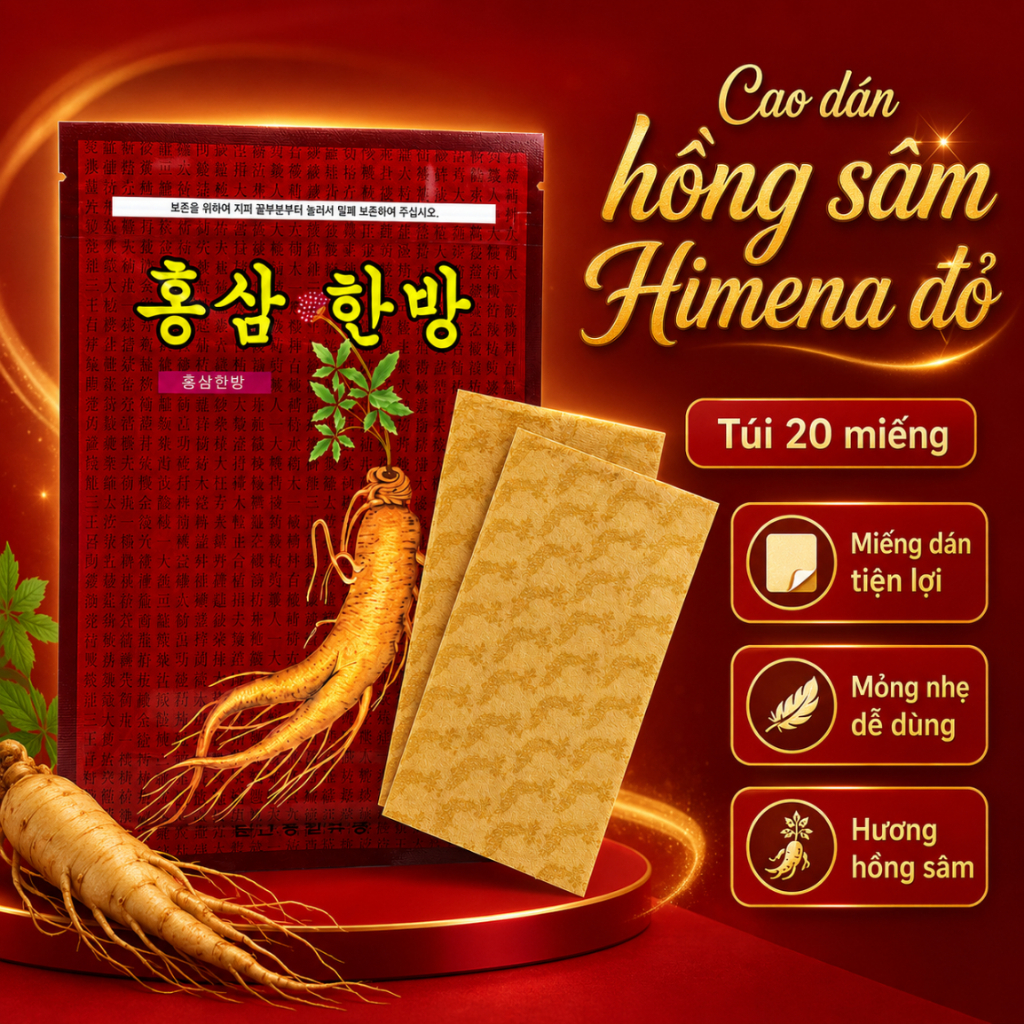 Cao Dán Hồng Sâm Himena Đỏ Hàn Quốc 20 Miếng