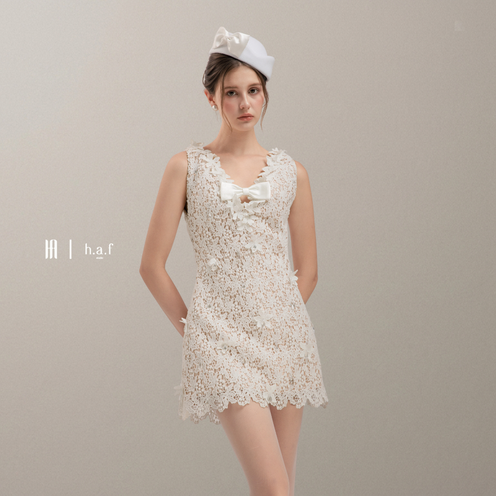 FLEUR DRESS h.a.f studio – Váy A-line ren trắng | Thiết kế ngọt ngào, thanh thoát & đầy chất thơ