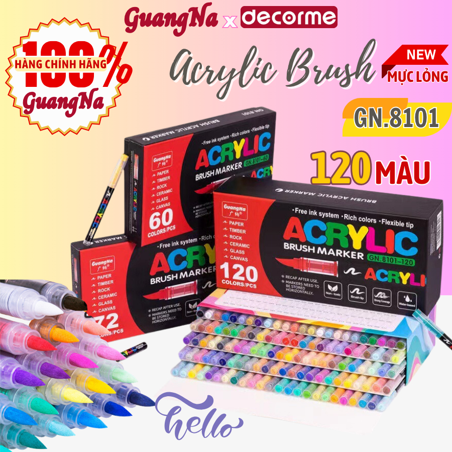 [CHÍNH HÃNG] Acrylic marker Guangna 8101 DecorMe màu brush tô màu số hoá, vẽ tranh,viết tiêu đề call