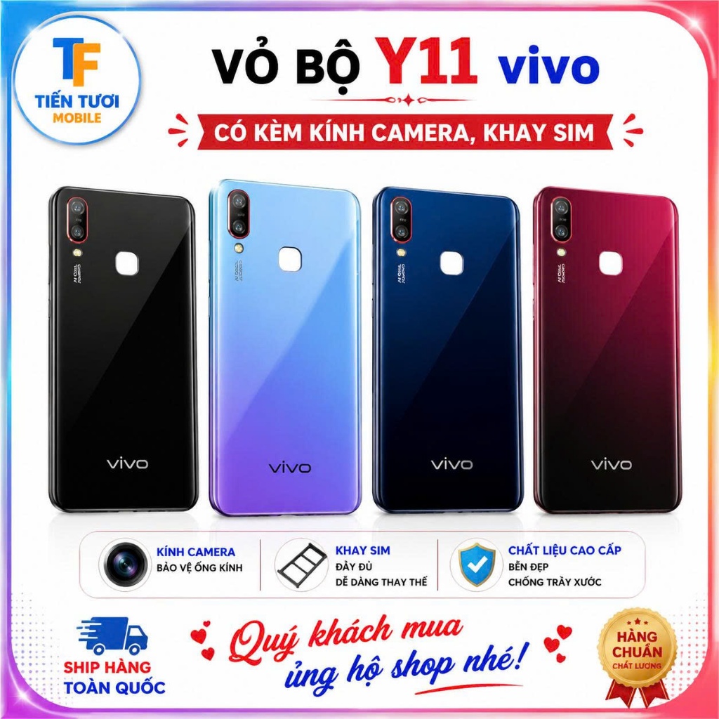 Vỏ bộ Y11 vivo,kèm kính camera , khay sim theo