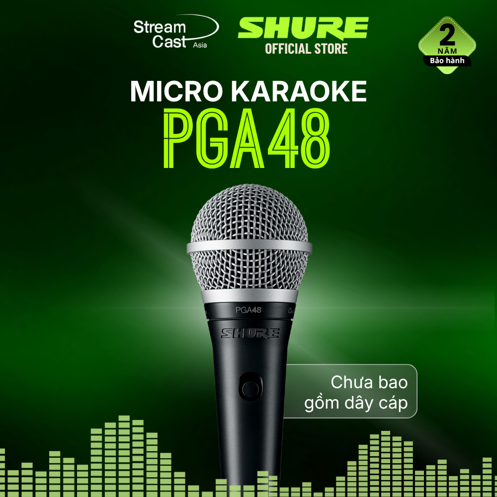 Micro thu âm vocal Shure PGA48 - Dành cho ca hát, Karaoke - Định hướng cardioid - không kèm dây