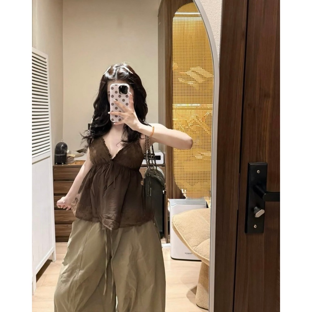 (MÃ 303) ÁO 2 DÂY VỎ SÒ VIỀN BÈO ĐÍNH NƠ NGỰC VẢI THÔ MỀM PHỐI THÔ BOI NGỌT NGÀO - DÀNH CHO NỮ | BigBuy360 - bigbuy360.vn
