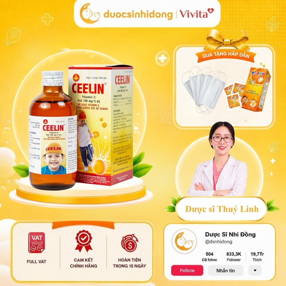 [CHÍNH HÃNG] Siro Ceelin - Vitamin C tăng đề kháng cho trẻ - 120ML