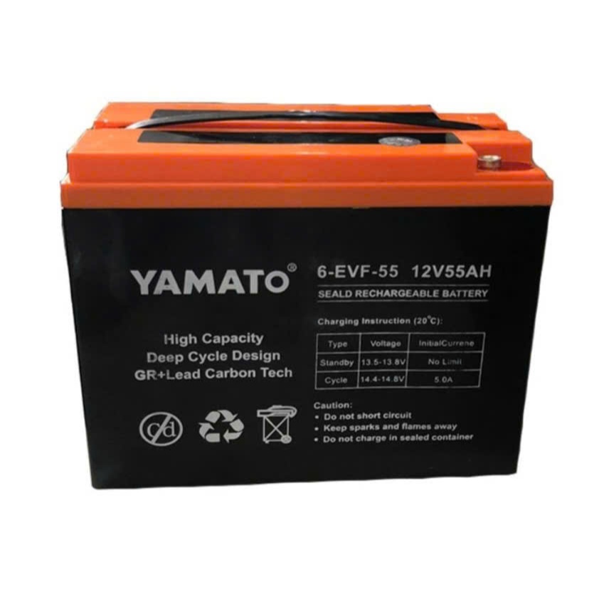 Ắc quy Yamato 12V-55ah ( 6-EVF-55) dùng cho xe điện, thắp sáng, inverter solar