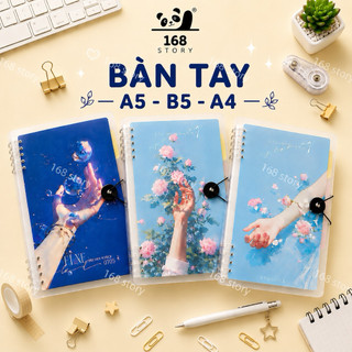 Sổ Còng Sắt A5 B5 A4 Bìa Nhựa Thay Ruột Giấy Dày 100gsm Sổ Tay Ghi Chép Học Sinh Sinh Viên Họa Tiết Bàn Tay Nghệ Thuật