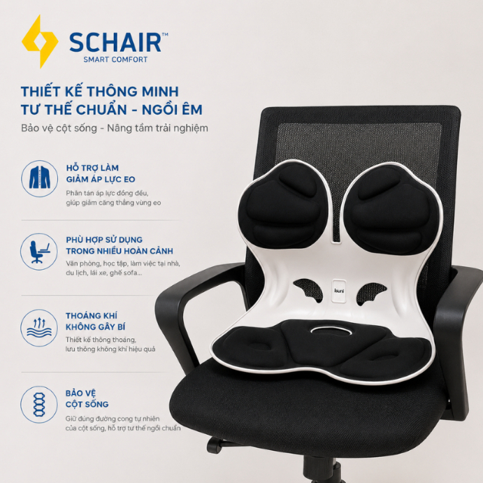 Ghế Công Thái Học ISUNI SCHAIR - Ghế Tựa Lưng Chỉnh Dáng- Ghế Ngồi Hỗ Trợ Giảm Đau Lưng