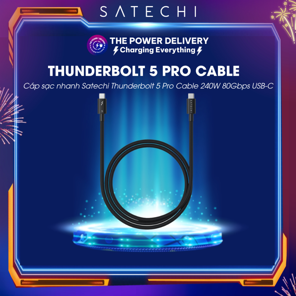 Cáp Sạc Nhanh Satechi Thunderbolt 5 Pro Cable 240W 80Gbps USB-C Chính Hãng
