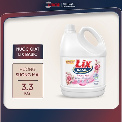 Nước Giặt Lix Basic Can 3.3KG Hương Sương Mai/Nắng Mai Sạch Thơm Dịu Nhẹ - Lixco Việt Nam 00416 00418
