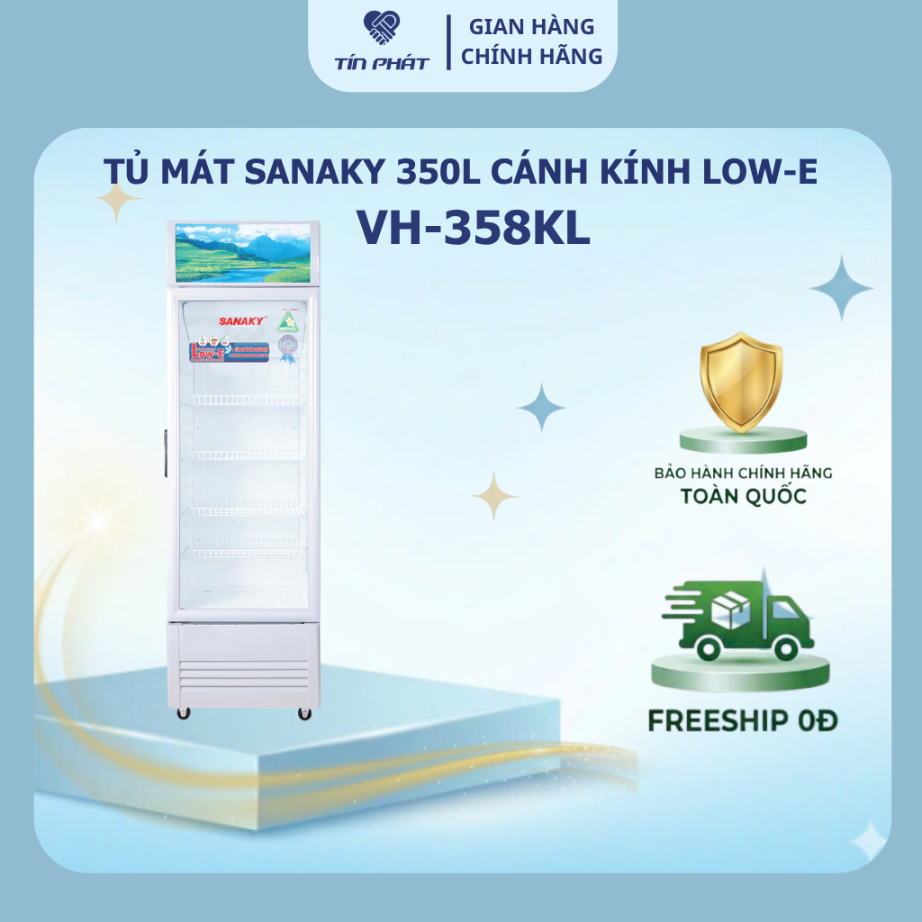 [ Miễn phí giao lắp HN ] Tủ Mát Sanaky 1 cánh kính Low-E 350 lít VH 358KL 358K3L - Hàng chính hãng