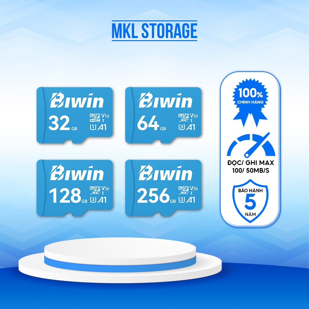 Thẻ nhớ BIWIN MS100 MicroSDXC V30 UHS-I 32GB | 64GB | 128GB tương thích mọi thiết bị Hàng chính hãng