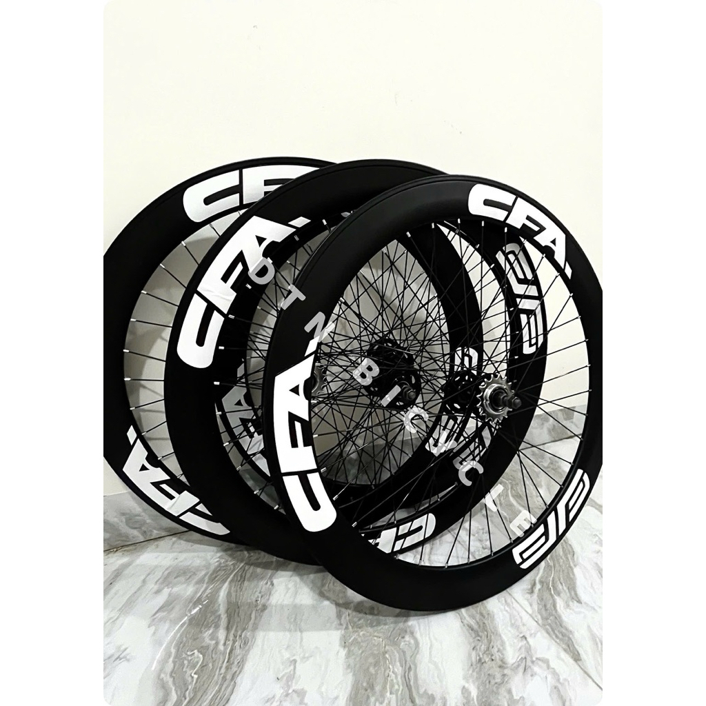 Bộ Bánh Xe Đạp Nhôm Hoàn Chỉnh 700C Cao 6cm Cho Dòng Xe Fixed-Gear ( Tặng kèm líp + Decal Tùy Chọn )