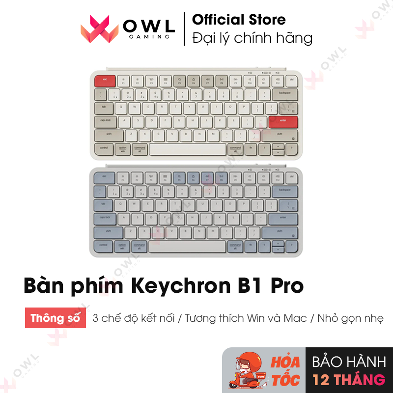 Bàn phím Keychron B1 Pro - Retro Blue / Retro Red (hàng chính hãng)