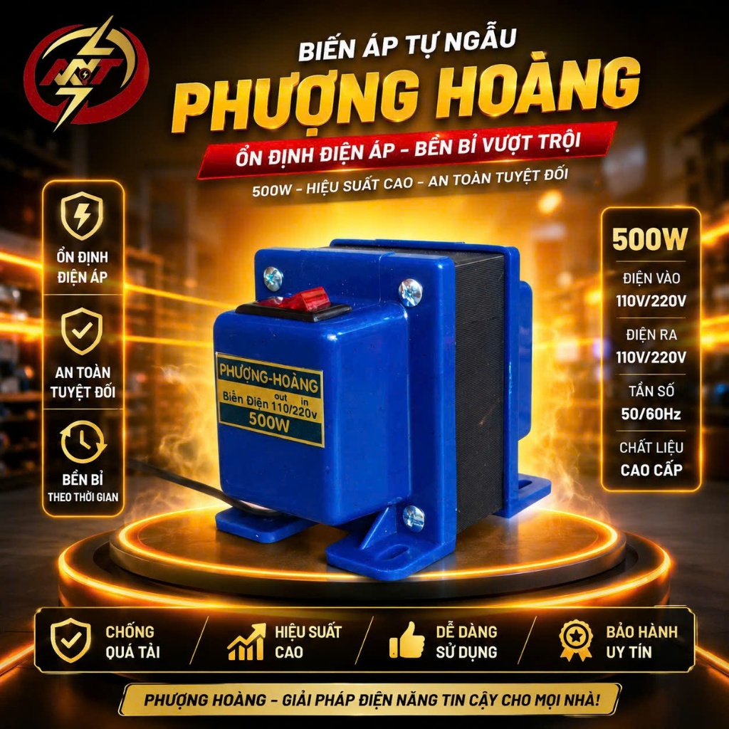 Biến áp 500W đổi nguồn 220V ra 100V 110V 5A Phượng Hoàng ( Xem mô tả giúp shop nhé )