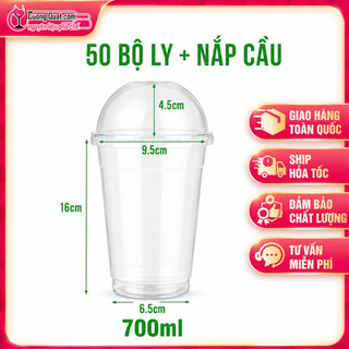 Ly Nắp Cầu 1 bộ 50 ly - Cường Quật – Đủ nguyên liệu, chuẩn vị kinh doanh