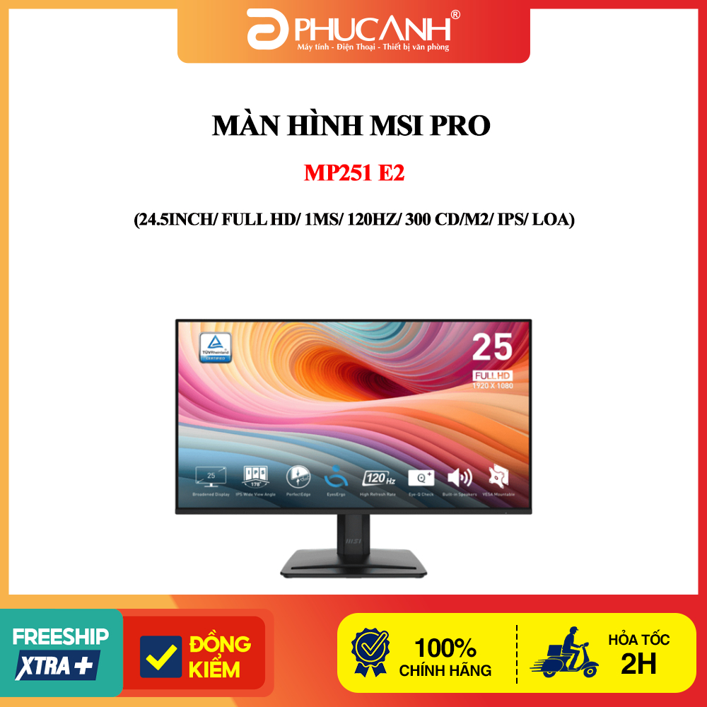Màn hình MSI PRO MP251 E2 (24.5Inch/ Full HD/ 1ms/ 120Hz/ 300 cd/m2/ IPS/ Loa)