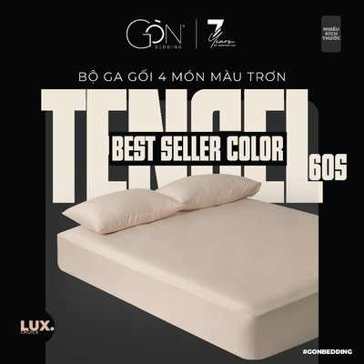 [BEST SELLER COLOR] Bộ Ga Gối 4 Món Gòn Bedding Lụa Tencel 60s Cao Cấp Màu Trơn Nhiều Kích Thước