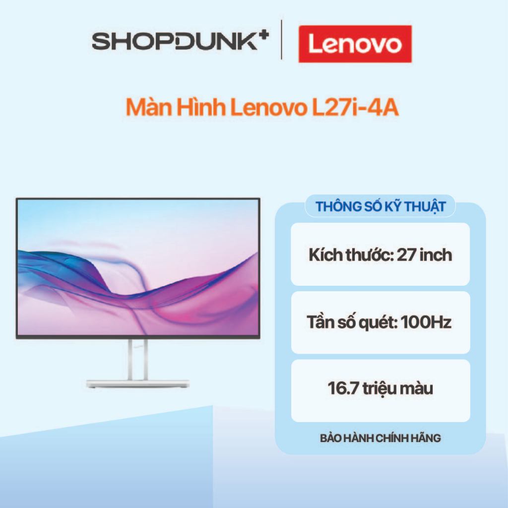 Màn Hình Lenovo L27i-4A | 27 Inch | IPS | FHD 1920x1080 | 100Hz | Loa Tích Hợp | 16.7 Triệu Màu