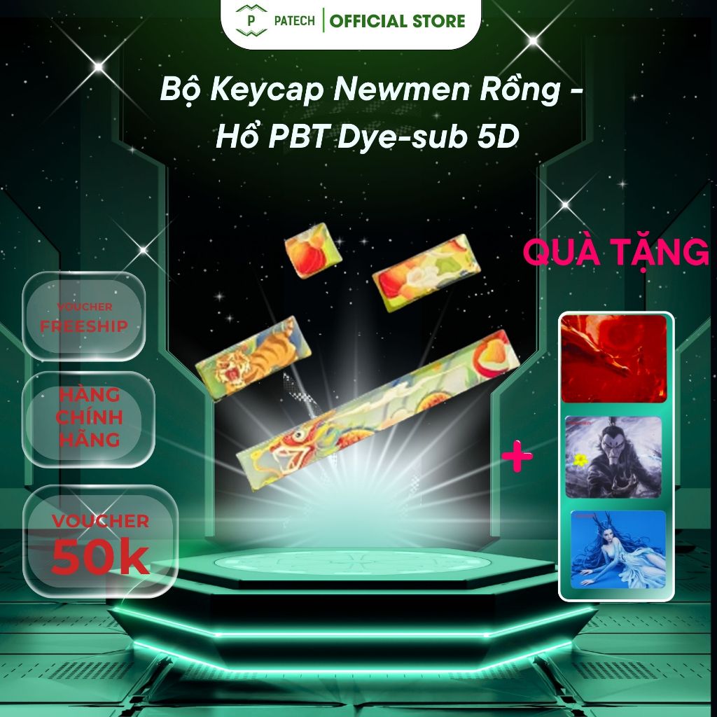 Bộ Keycap Newmen Rồng - Hổ PBT Dye-sub 5D cho GM610/GM680/GM840 (4 nút ) - Hàng chính hãng