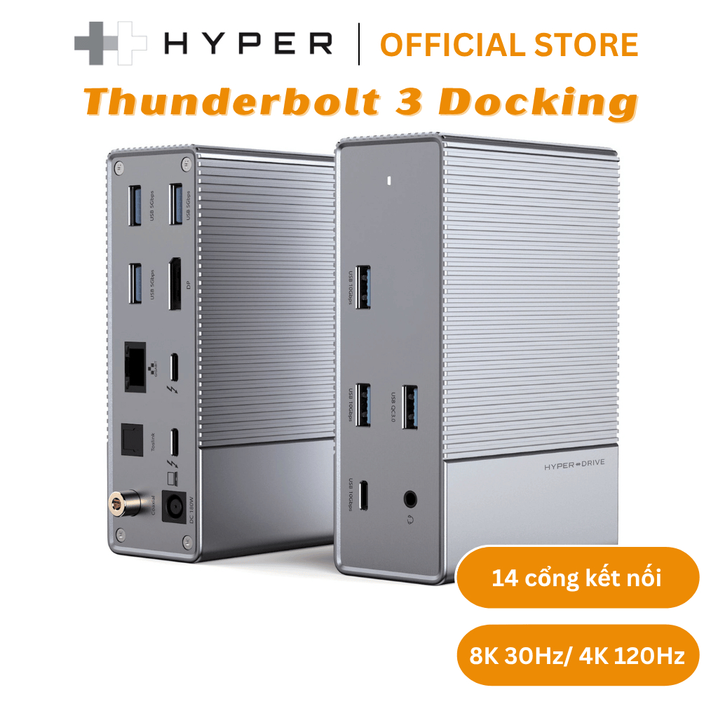 Cổng chuyển đổi HYPERDRIVE GEN 2 14 cổng THUNDERBOLT 3 STATION HUB (HD-G2TB314)