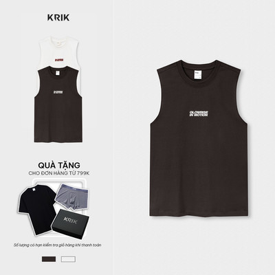 Áo Tanktop Nam KRIK Form Classic Thiết Kế Logo Thêu Năng Động Dễ Phối AT1823