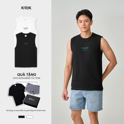 Áo Tanktop Nam KRIK Form Classic Thiết Kế Thêu Line Đột Tối Giản Hiện Đại AT1821