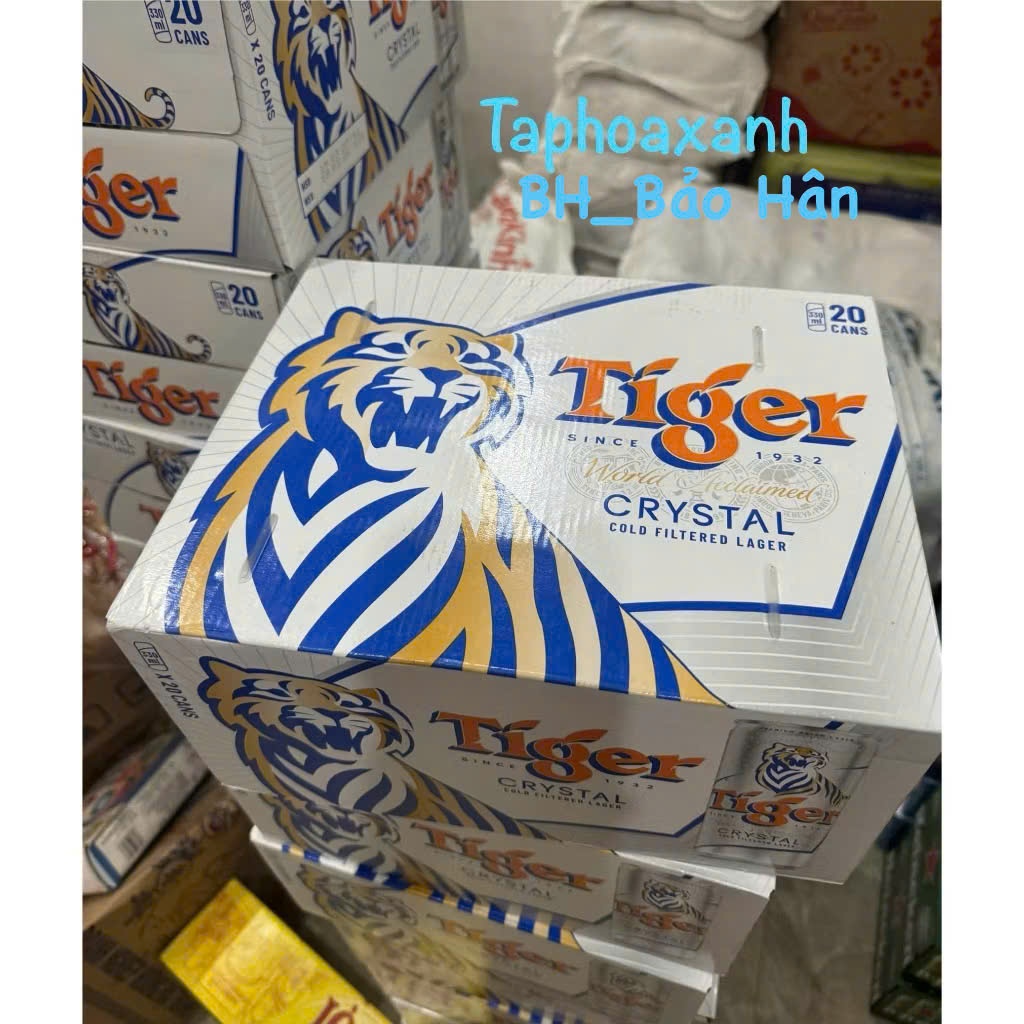 Thùng 20 lon bia TIGER BẠC CRYSTAL 330ml/lon