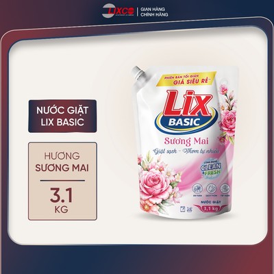 Nước Giặt Lix Basic Túi 3.1KG Hương Sương Mai/Nắng Mai Lưu Hương Nhẹ Nhàng - Lixco Việt Nam 00417 00419