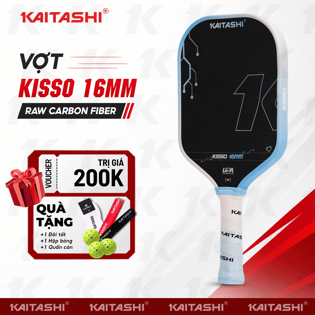 [KÈM 2 QUÀ] VỢT PICKLEBALL KAITASHI KISSO CHÍNH HÃNG - CHẤT LƯỢNG HOÀN THIỆN CAO, ĐẦM TAY, KIỂM SOÁT