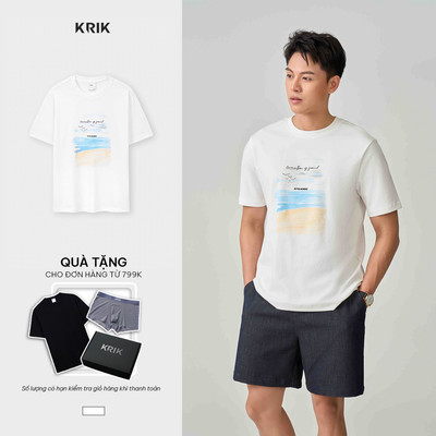 Áo Phông Nam KRIK Form Classic Thiết Kế Graphic Loang Hiệu Ứng Nổi Hiện Đại AP1490