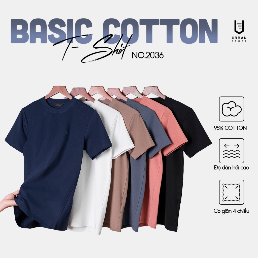 Áo thun nam trơn URBAN vải COTTON mát lạnh thoáng khí co giãn tốt phom regular…