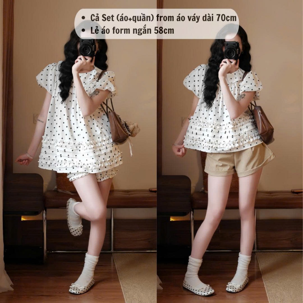 (Tặng quần bí) Áo Váy Babydoll Cổ Sen 2 Lớp Form Rộng Gấu Viền Bèo Kèm Quần Bí Phồng Bo Chun 247Store | BigBuy360 - bigbuy360.vn